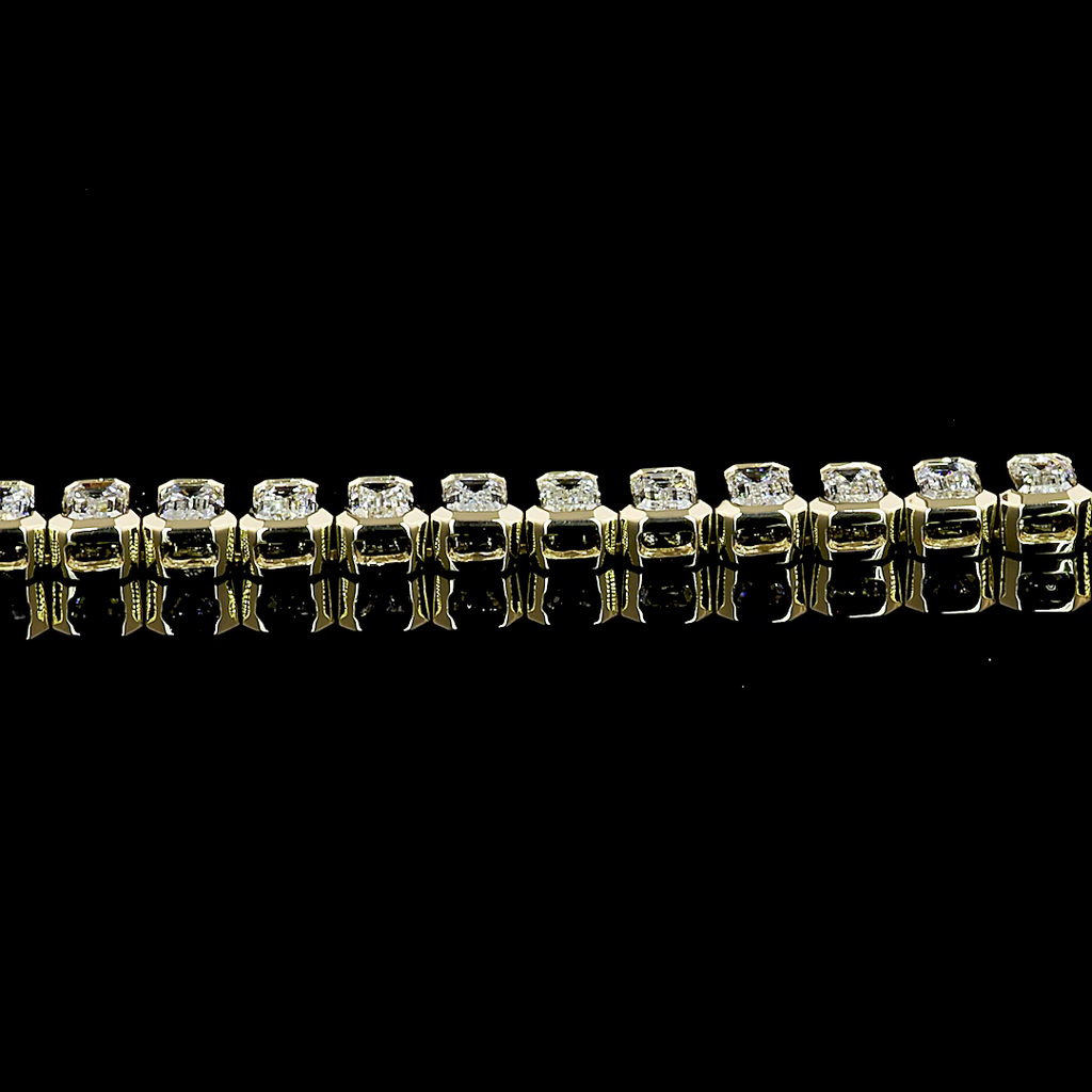 Emerald Diamond Tennis Bracelet –  4.77 ct, 14K Yellow Gold