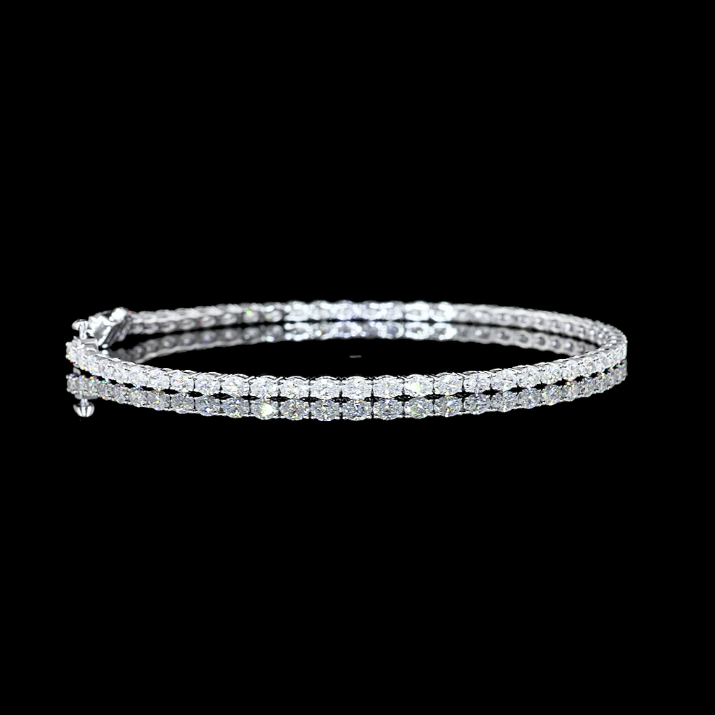 Oval Diamond Tennis Bracelet – 2.99 ct, 14K White Gold