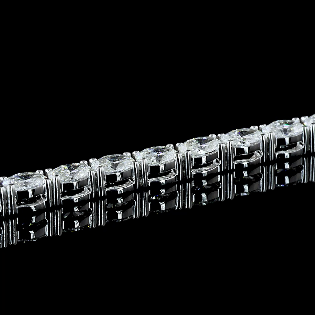 Oval Diamond Tennis Bracelet – 2.99 ct, 14K White Gold