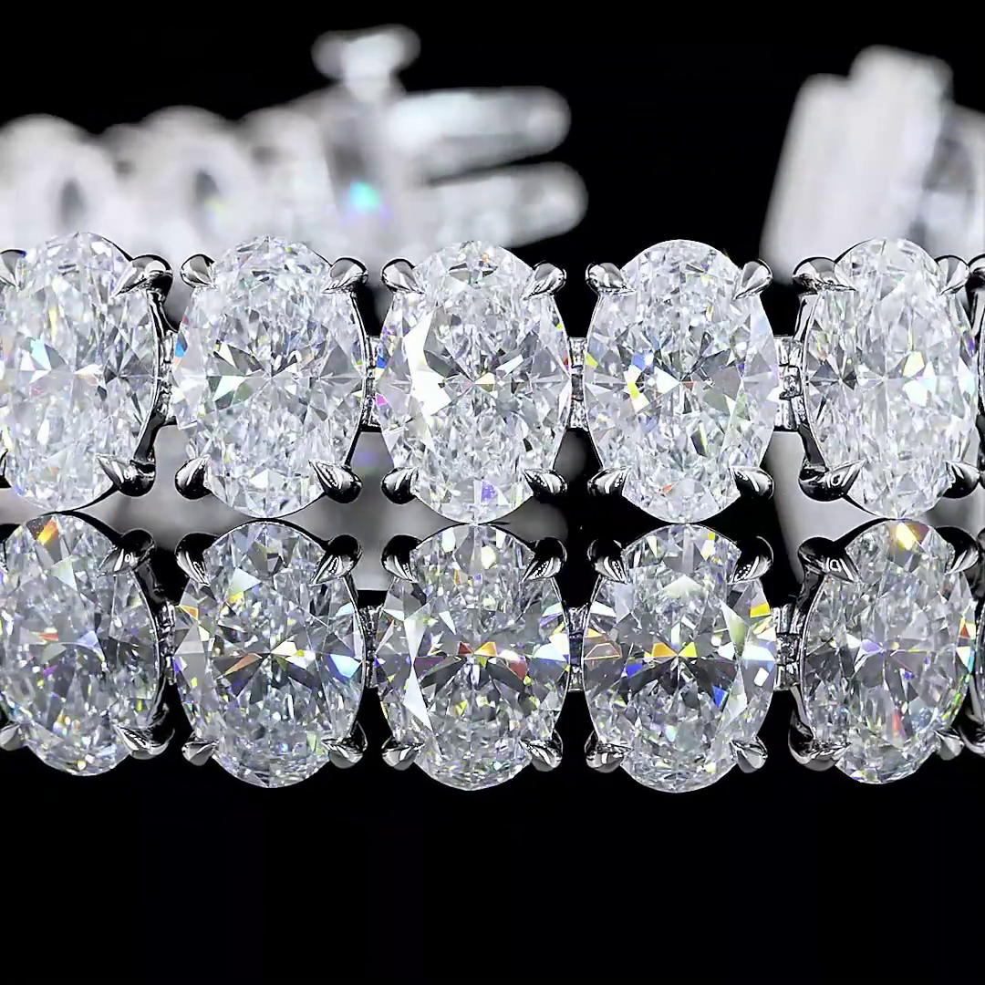 Oval Diamond Tennis Bracelet –  31.03 ct, 14K White Gold