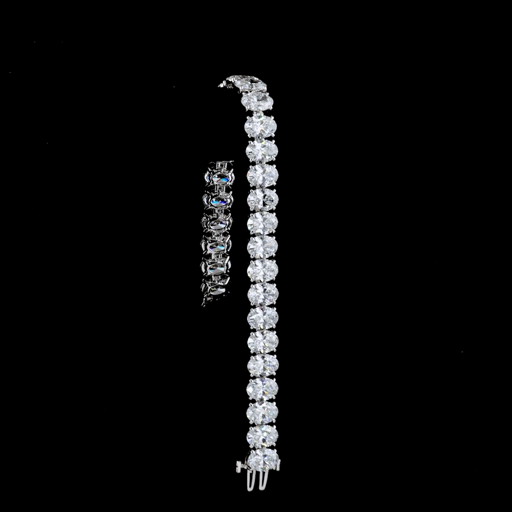 Oval Diamond Tennis Bracelet –  31.03 ct, 14K White Gold