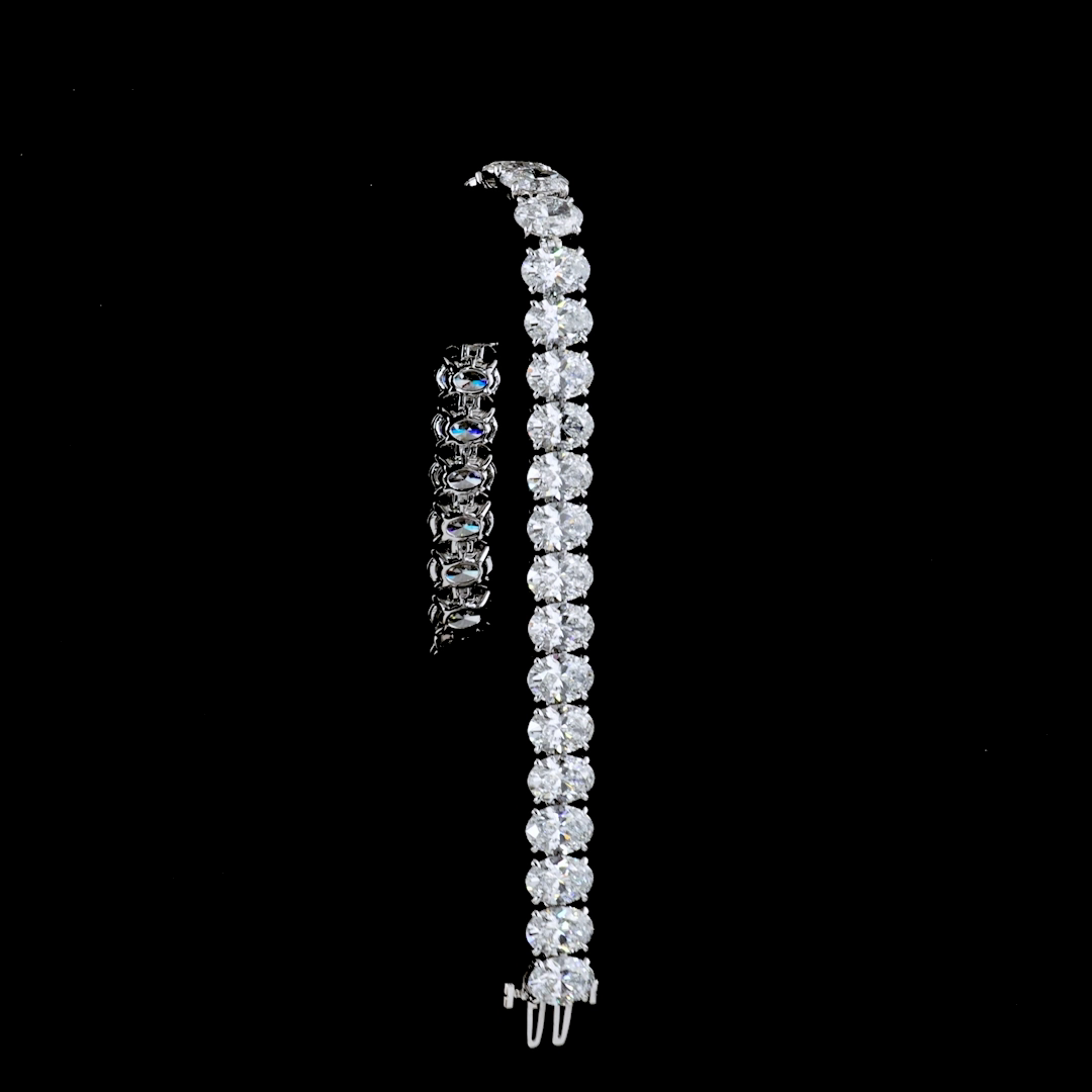 Oval Diamond Tennis Bracelet –  31.03 ct, 14K White Gold