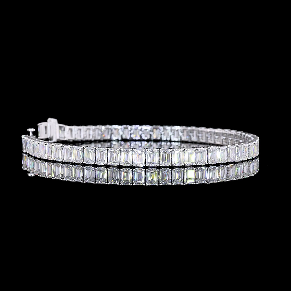 Emerald Diamond Tennis Bracelet – 12.16 ct, 14K White Gold