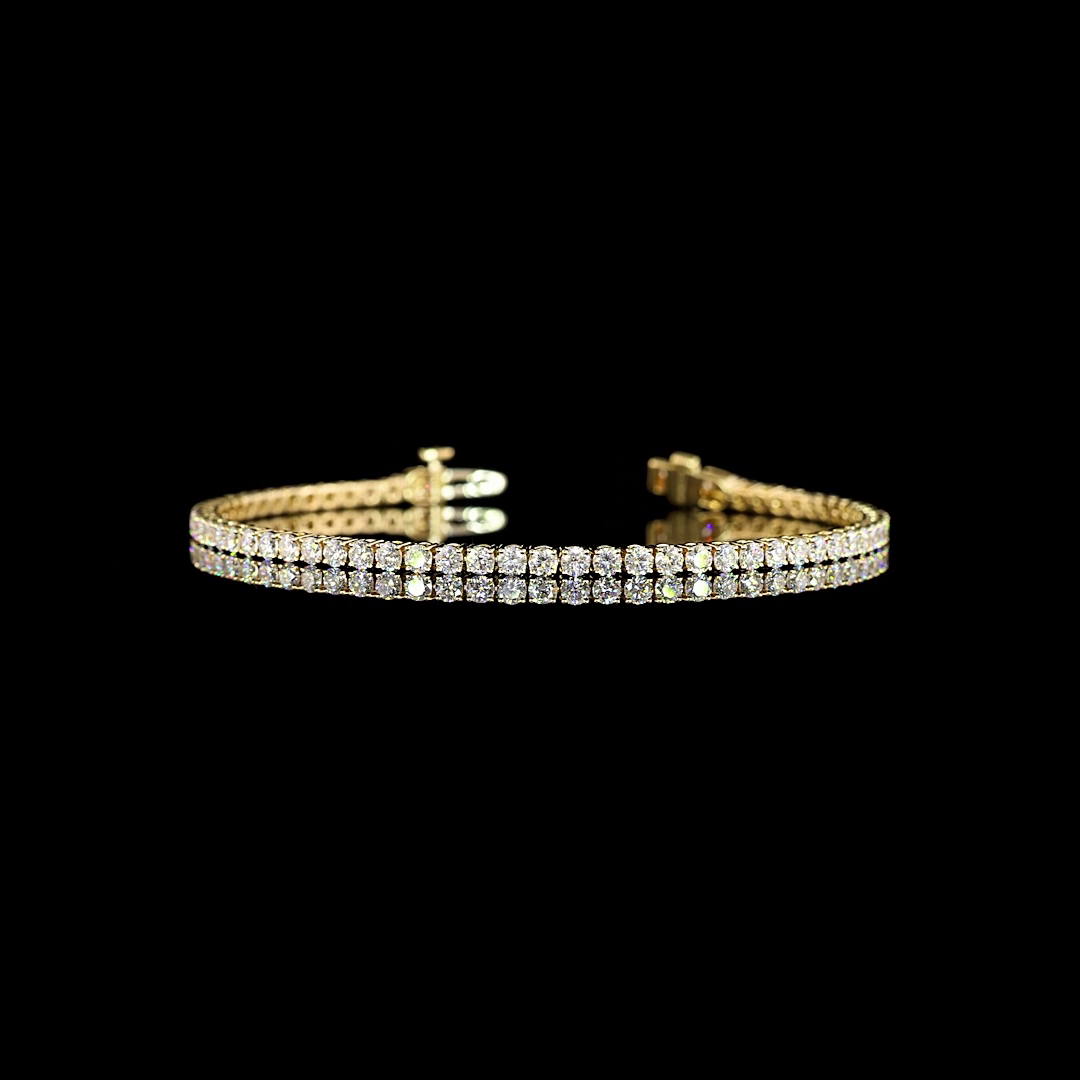 Round Diamond Tennis Bracelet – 3.21 ct, 14K Yellow Gold