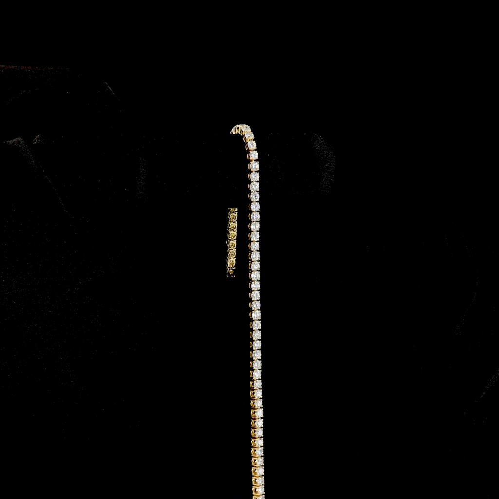 Round Diamond Tennis Bracelet – 3.21 ct, 14K Yellow Gold