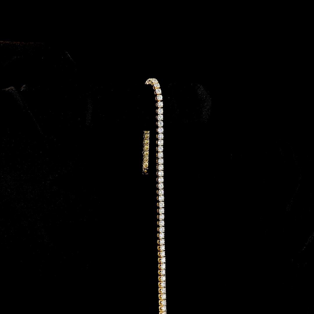 Round Diamond Tennis Bracelet – 3.21 ct, 14K Yellow Gold