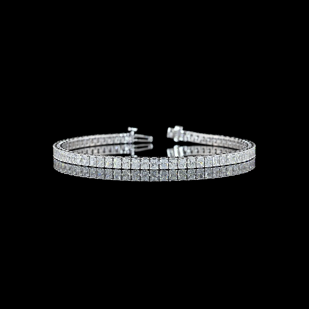 Radiant Diamond Tennis Bracelet – 6.33 ct, 14K White Gold
