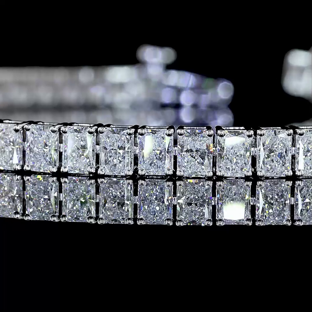 Radiant Diamond Tennis Bracelet – 6.33 ct, 14K White Gold