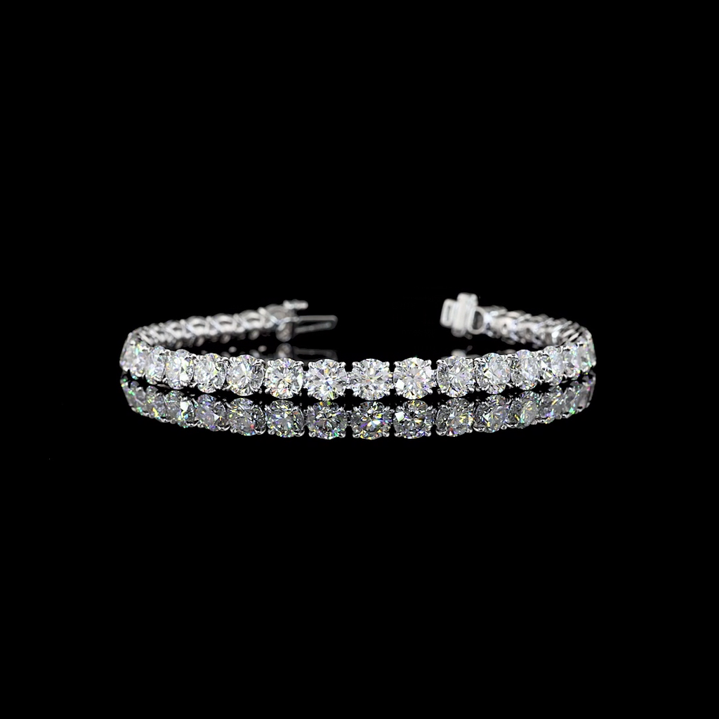 Round Diamond Tennis Bracelet – 16.09 ct, Silver