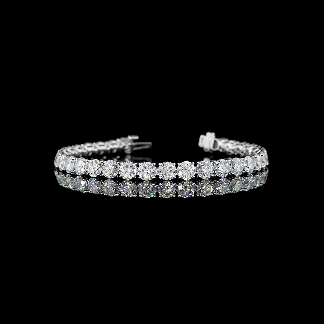 Round Diamond Tennis Bracelet – 16.09 ct, Silver