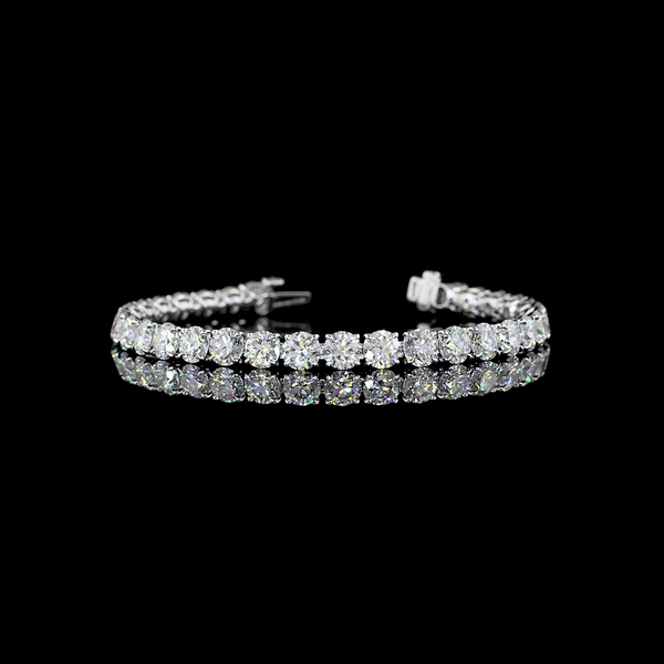 Round Diamond Tennis Bracelet – 16.09 ct, Silver