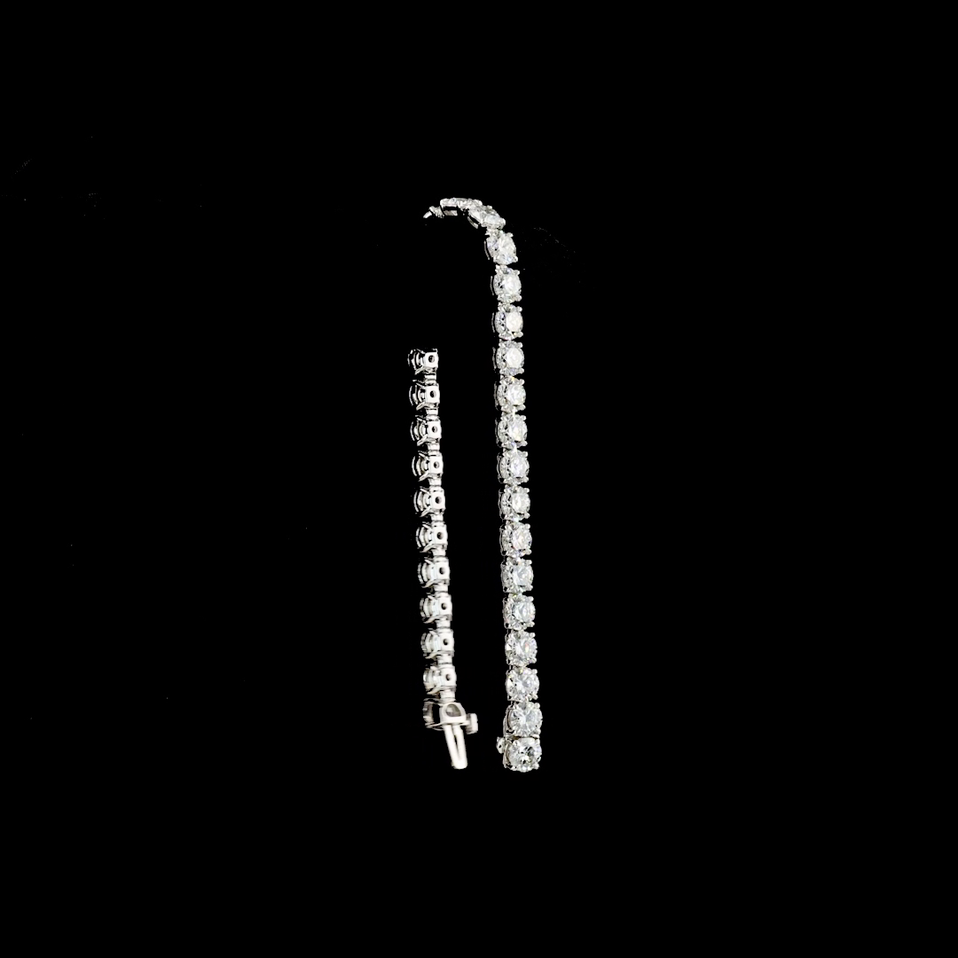 Round Diamond Tennis Bracelet – 16.09 ct, Silver
