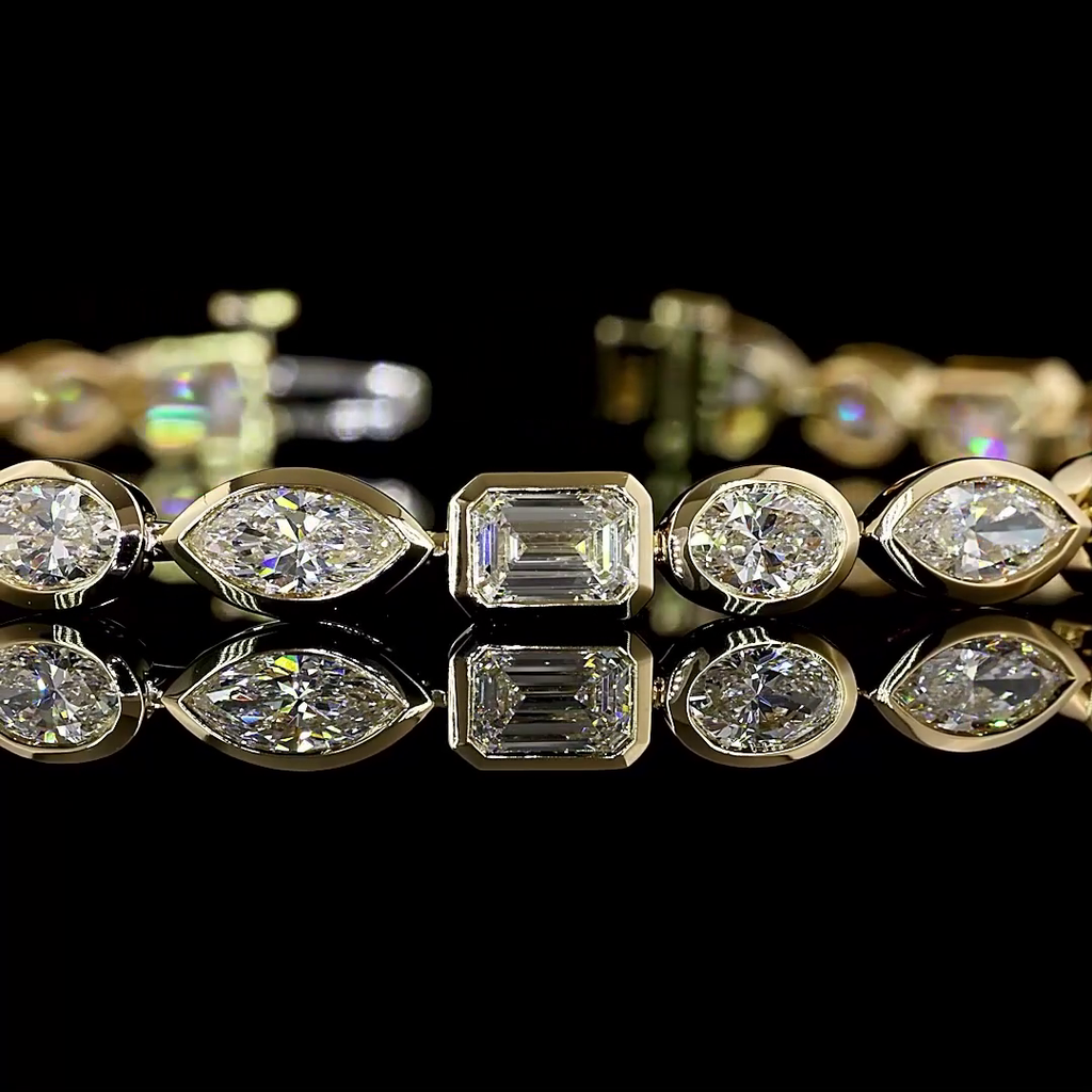 Mixed Shape Diamond Tennis Bracelet – 8.13, 14K Yellow Gold