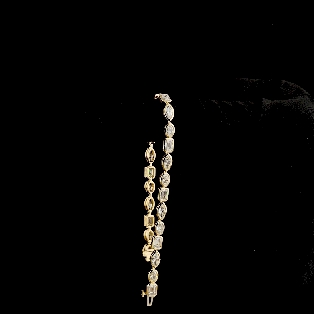 Mixed Shape Diamond Tennis Bracelet – 8.13, 14K Yellow Gold