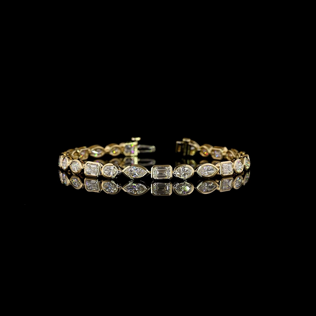 Mixed Shape Diamond Tennis Bracelet – 8.13, 14K Yellow Gold