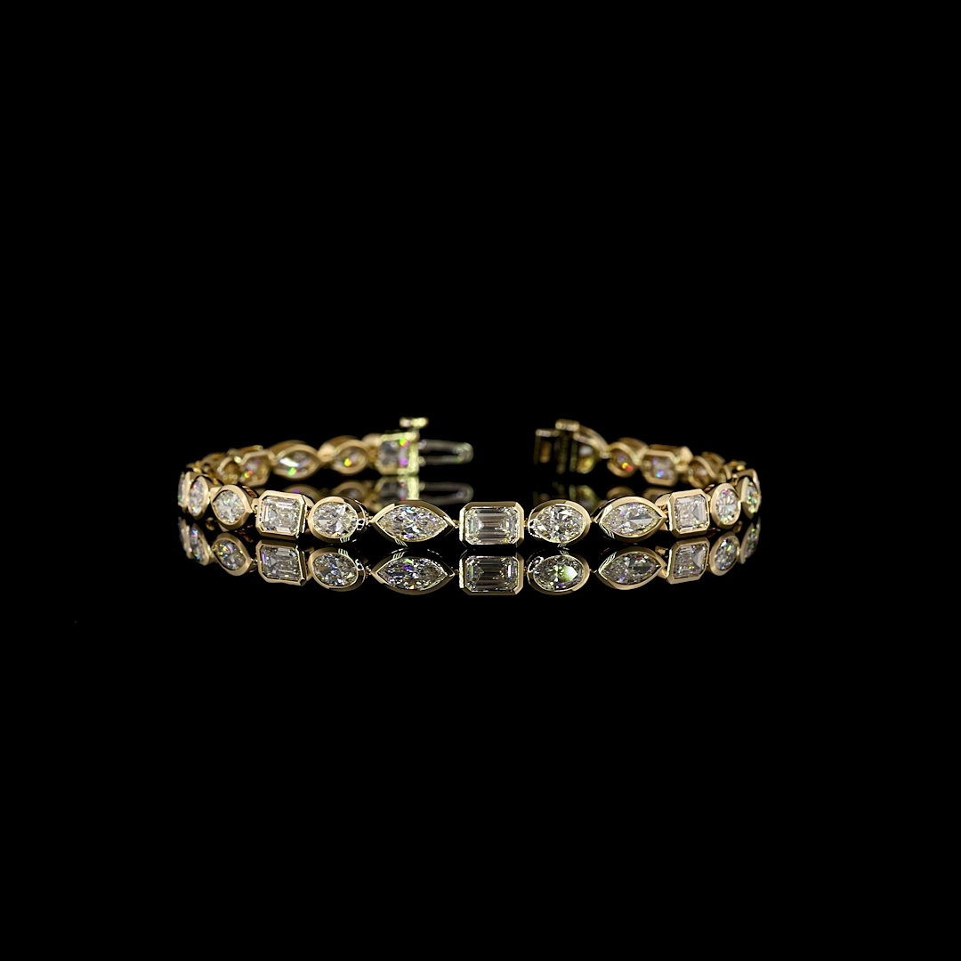 Mixed Shape Diamond Tennis Bracelet – 8.13, 14K Yellow Gold