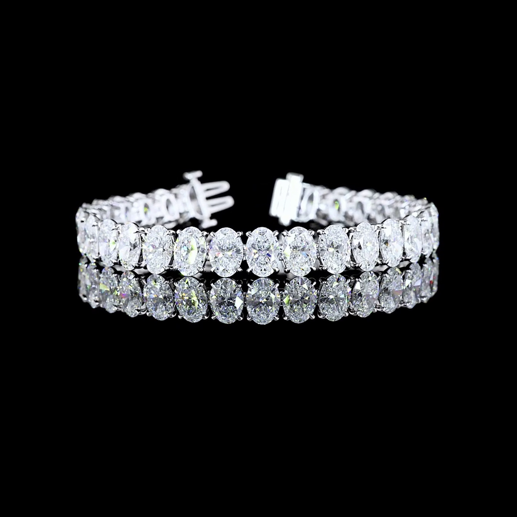 Oval Diamond Tennis Bracelet –  31.03 ct, 14K White Gold