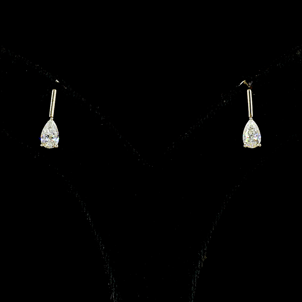 Pear Diamond Drop Earrings – 14K Yellow Gold