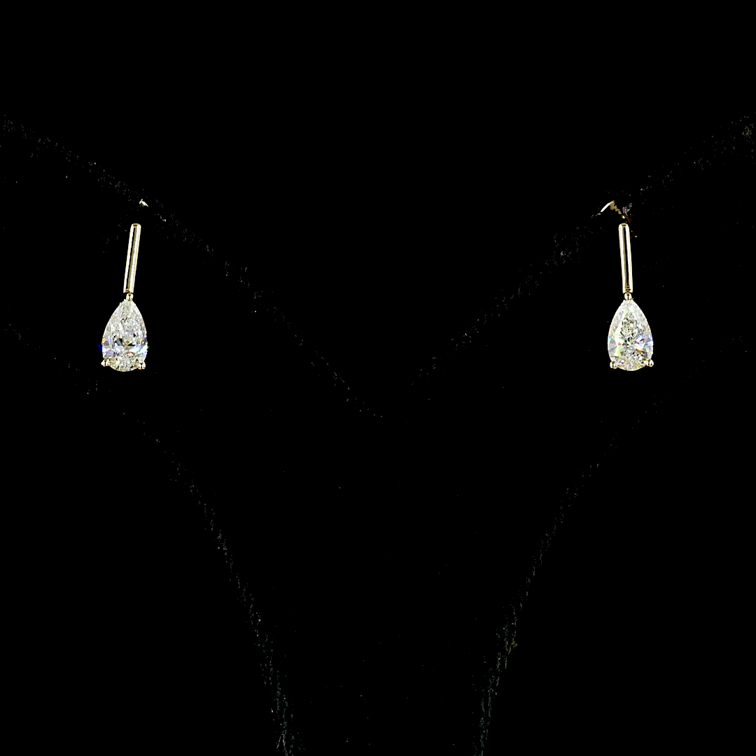 Pear Diamond Drop Earrings – 14K Yellow Gold