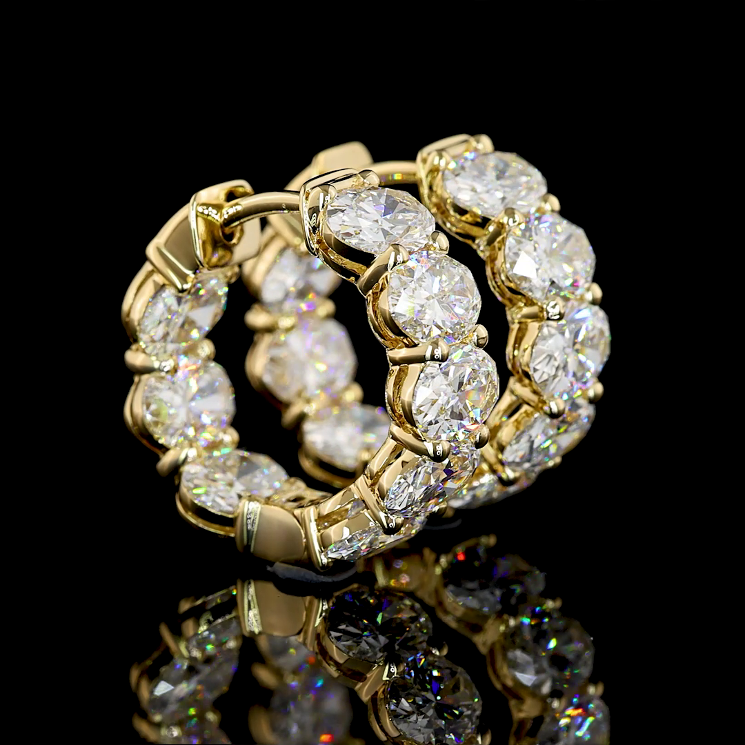 Inside-Outside Oval Diamond Huggies – 14K Yellow Gold