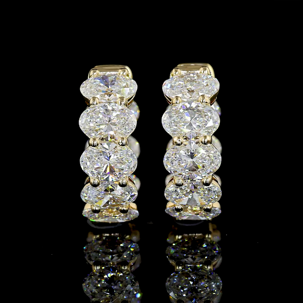 Inside-Outside Oval Diamond Huggies – 14K Yellow Gold