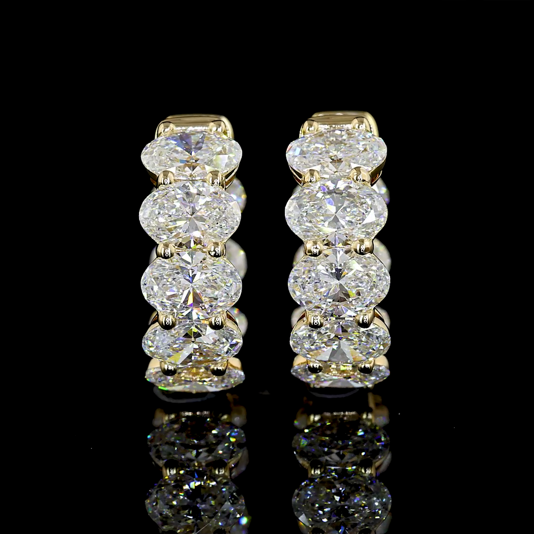 Inside-Outside Oval Diamond Huggies – 14K Yellow Gold