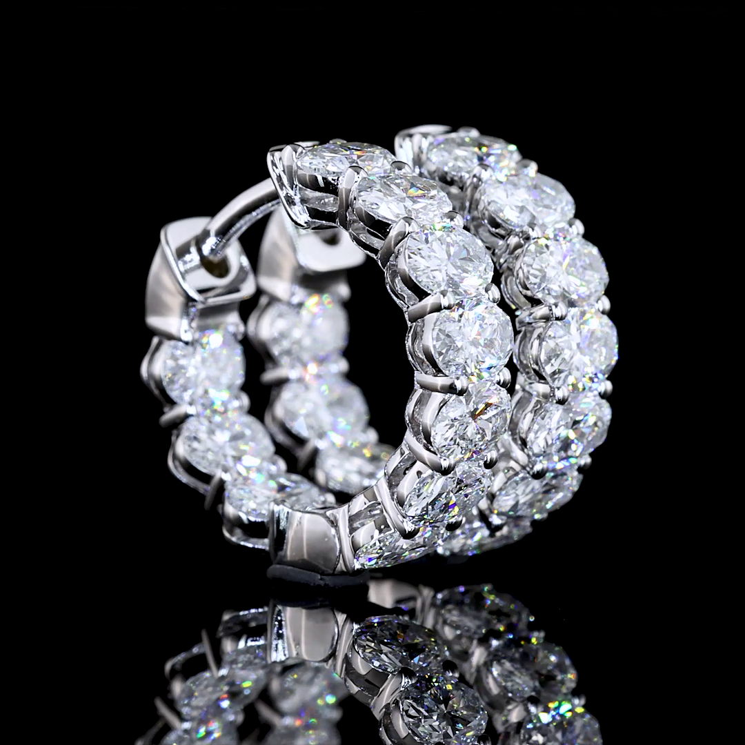 Inside-Outside Oval Diamond Huggies – 14K White Gold
