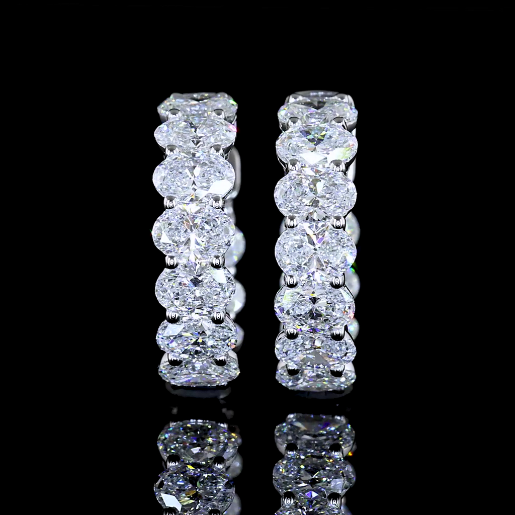 Inside-Outside Oval Diamond Huggies – 14K White Gold
