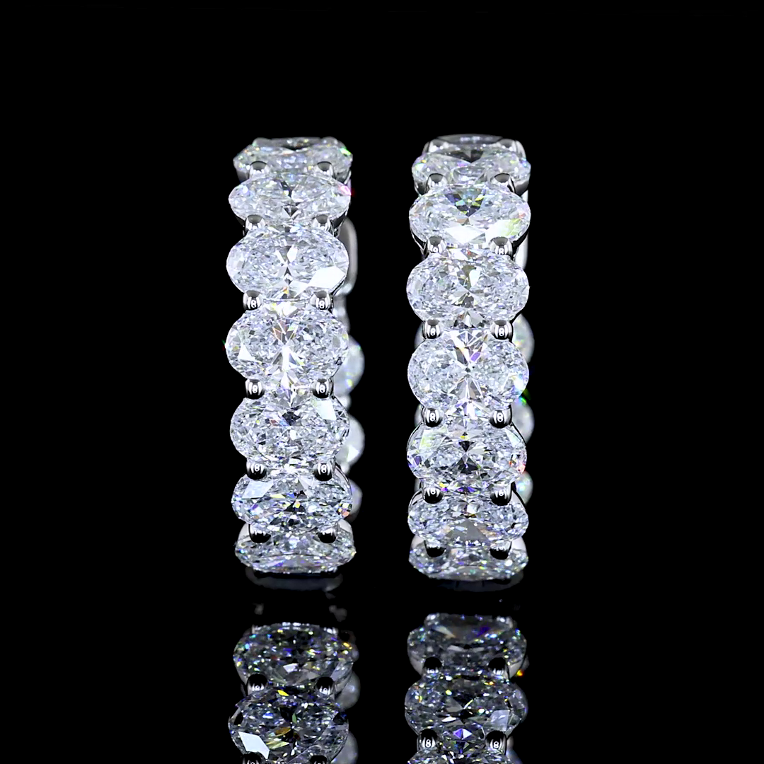 Inside-Outside Oval Diamond Huggies – 14K White Gold