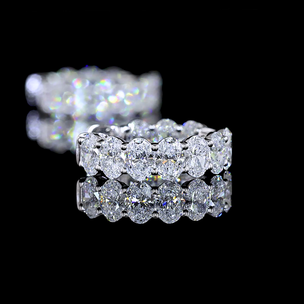 Inside-Outside Oval Diamond Huggies – 14K White Gold