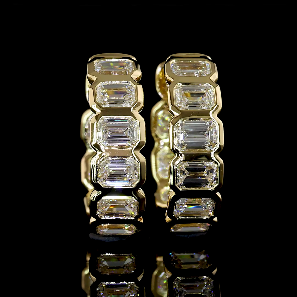 Inside-Outside Emerald Diamond Huggies – 14K Yellow Gold