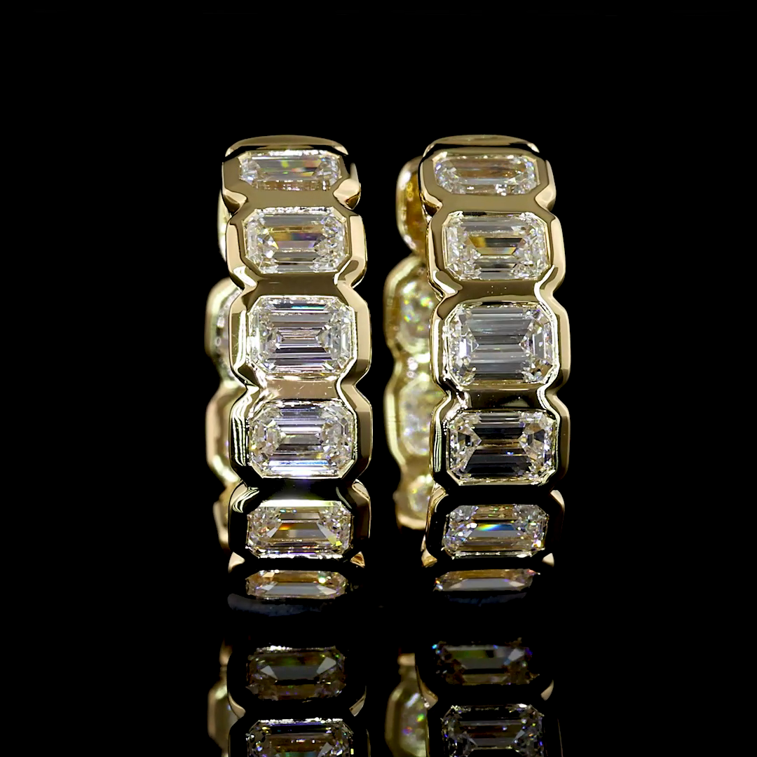 Inside-Outside Emerald Diamond Huggies – 14K Yellow Gold