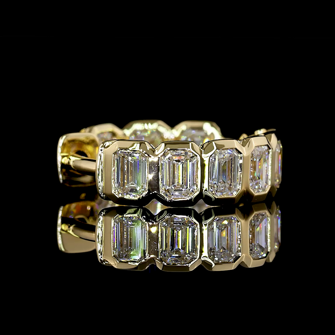 Inside-Outside Emerald Diamond Huggies – 14K Yellow Gold