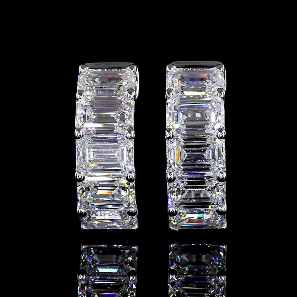 Inside-Outside Emerald Diamond Huggies – 14K White Gold