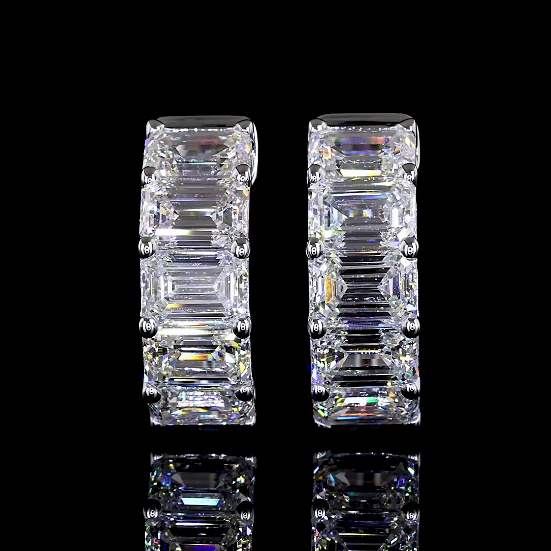 Inside-Outside Emerald Diamond Huggies – 14K White Gold