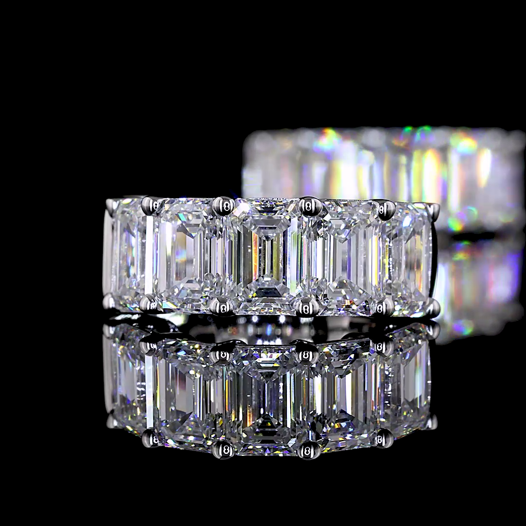 Inside-Outside Emerald Diamond Huggies – 14K White Gold