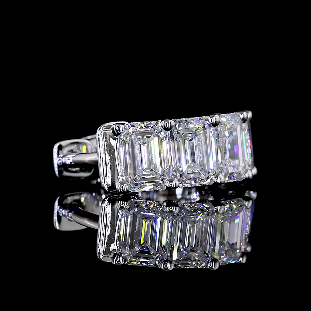 Inside-Outside Emerald Diamond Huggies – 14K White Gold