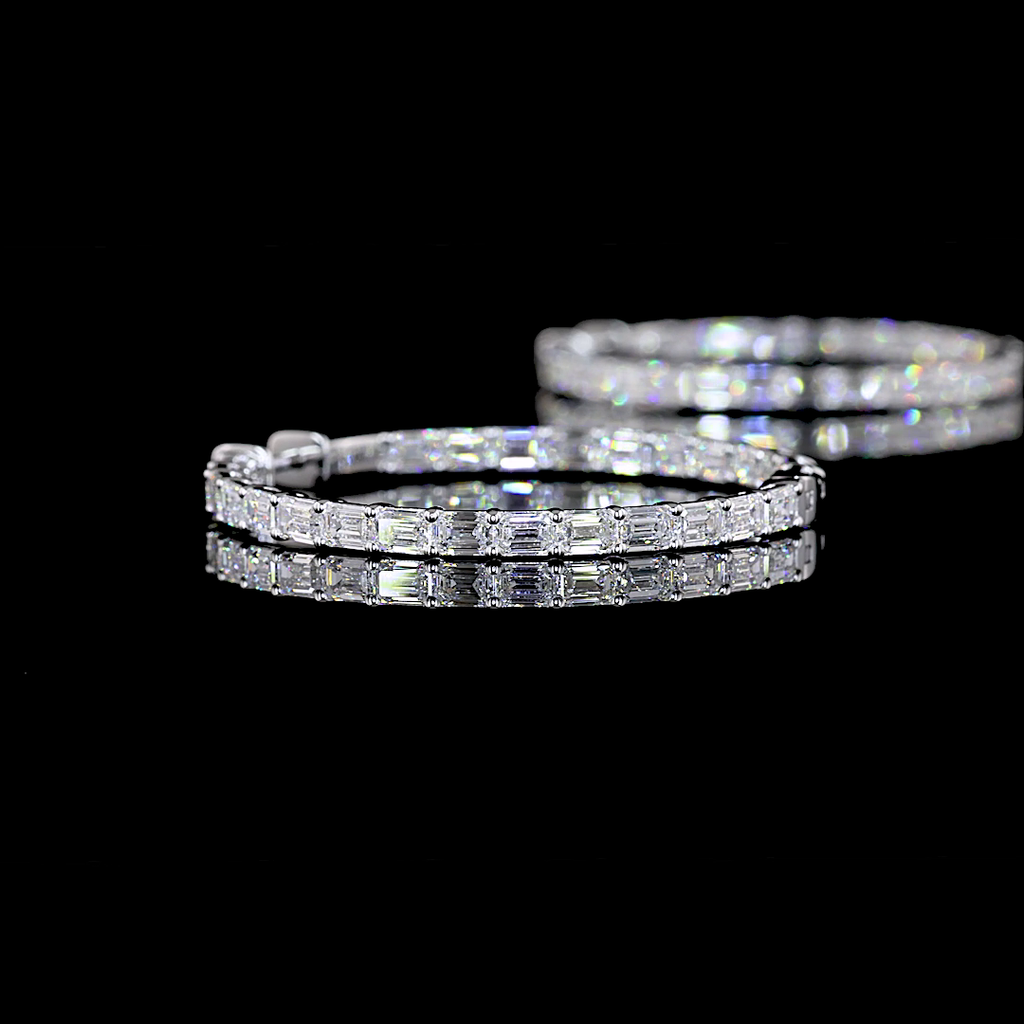 Inside-Outside Emerald Diamond Hoops – 5.32 ct, 14K White Gold