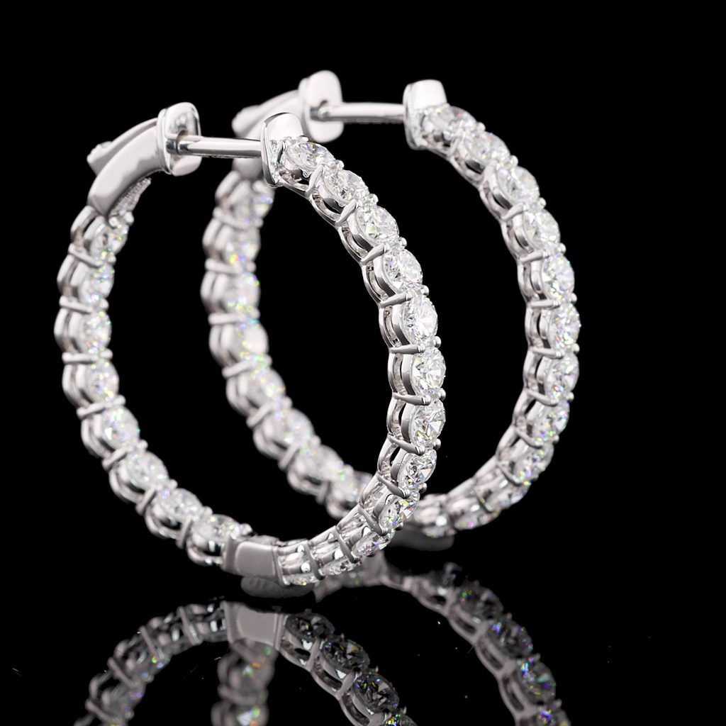 Inside-Outside Round Diamond Hoops – 14K White Gold