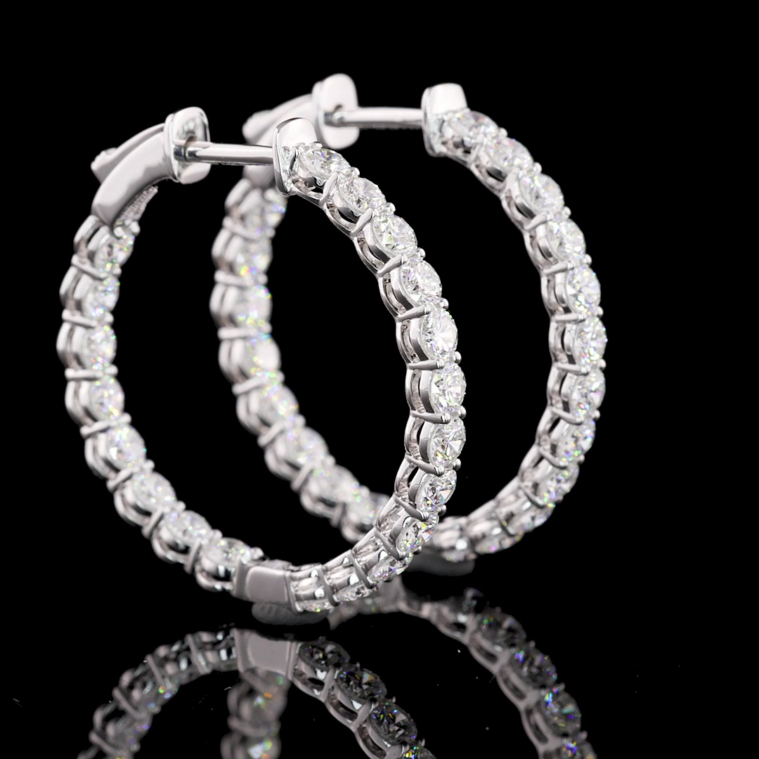 Inside-Outside Round Diamond Hoops – 14K White Gold