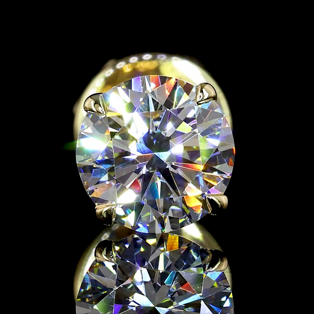 Round Diamond Stud Earrings – 1.01 ct, 14K Yellow Gold