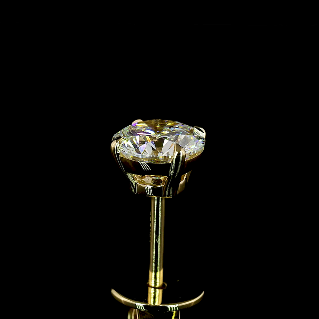 Round Diamond Stud Earrings – 1.01 ct, 14K Yellow Gold